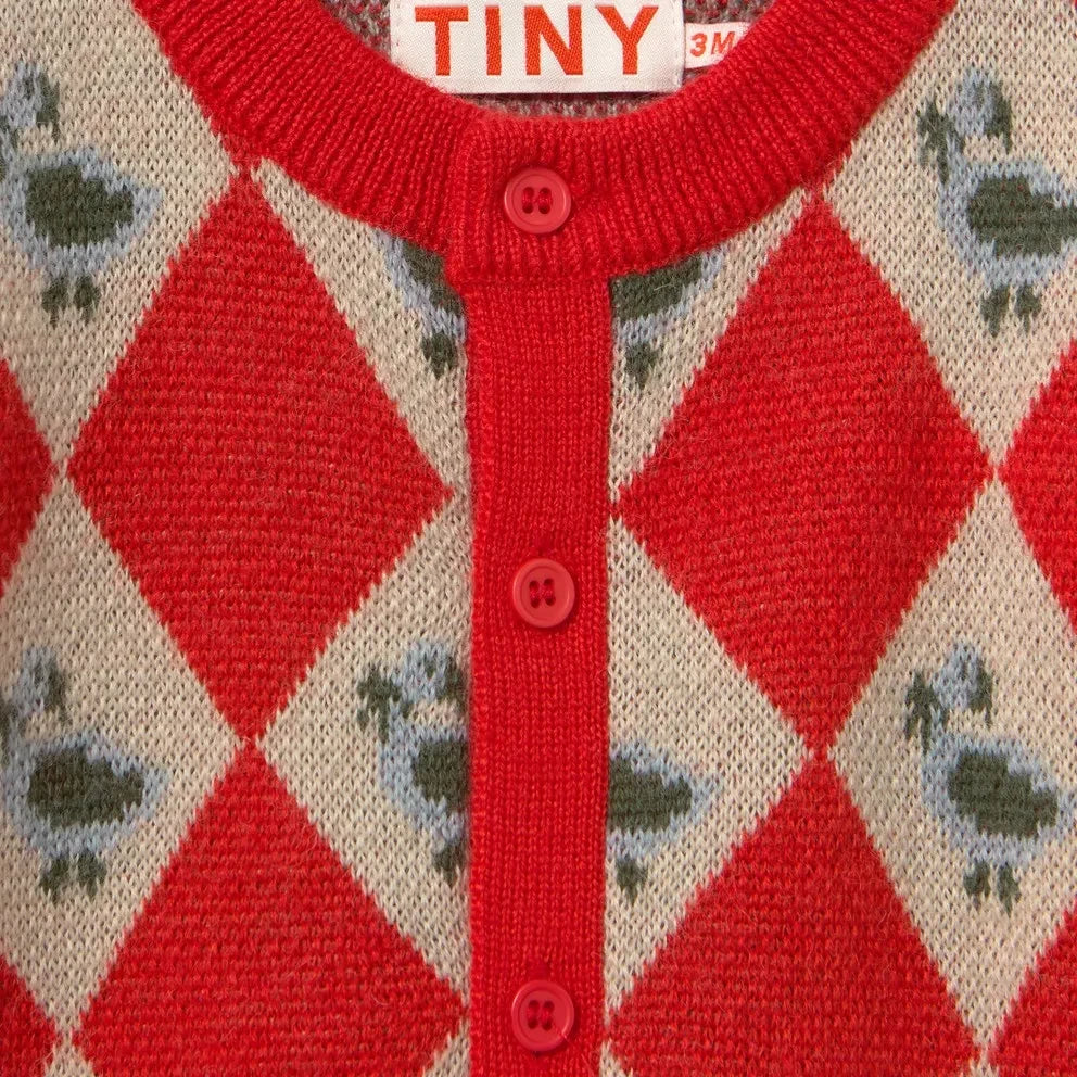Tinycottons - Argyle Wool Cardigan | Red