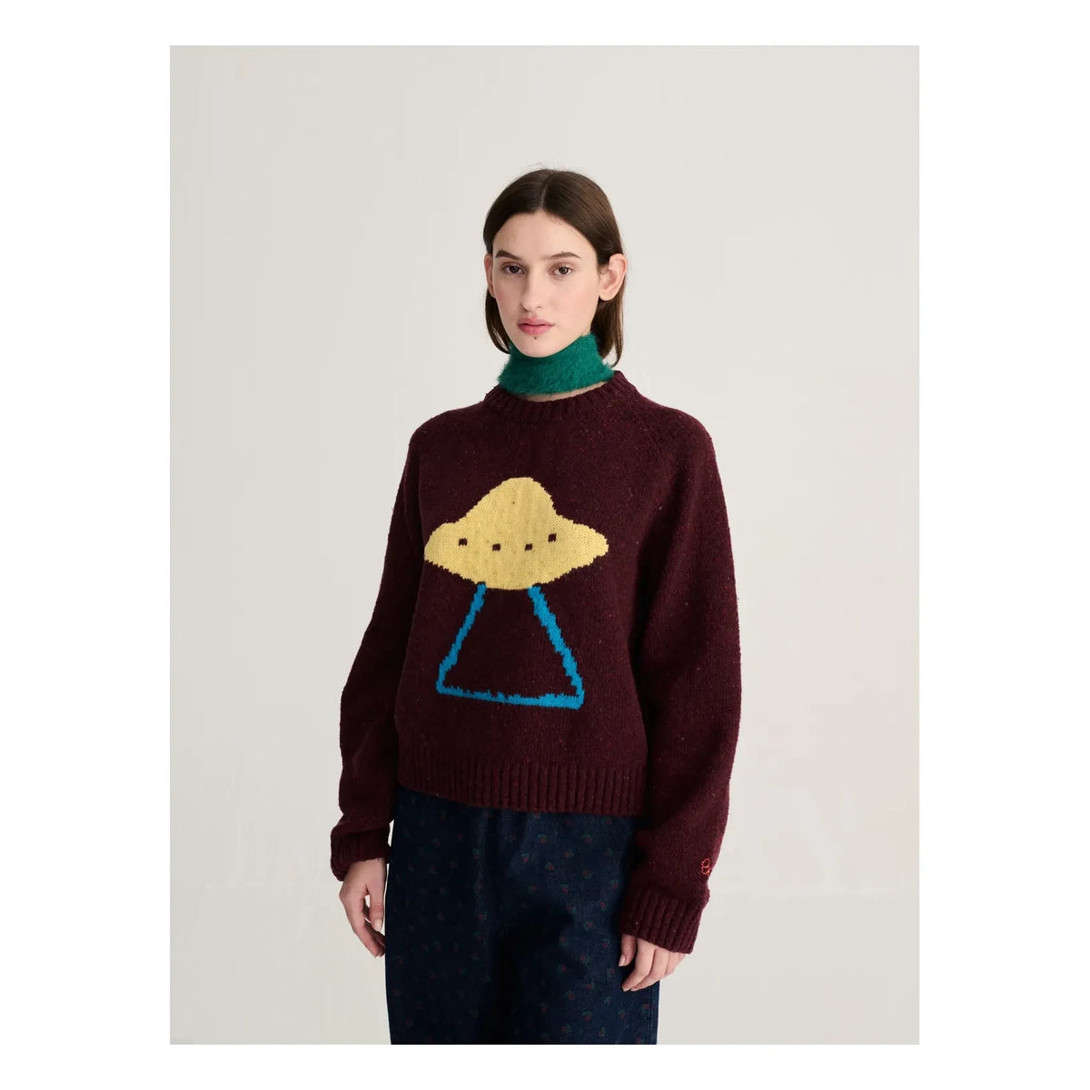 Bobo Choses - Pixel Wool Jacquard Sweater | Burgundy