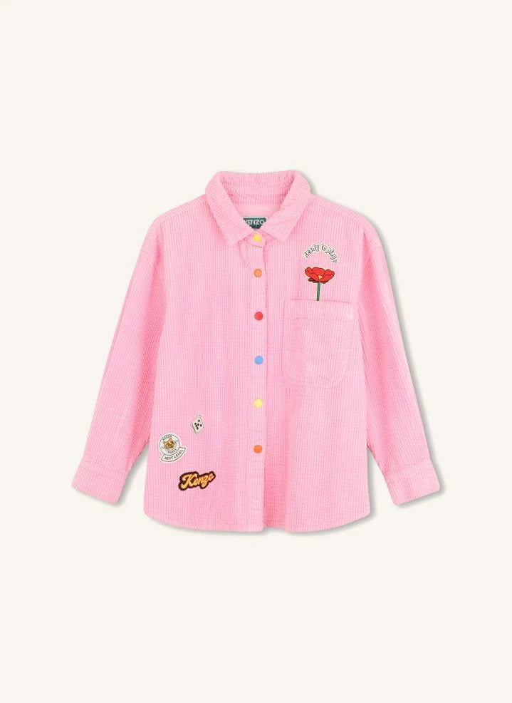 Kenzo - Corduroy shirt with badge | Candy pink