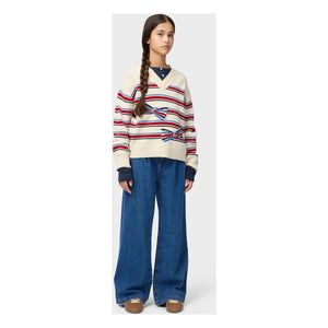 Molo - Gwenda Striped Knot Wool Sweater | White