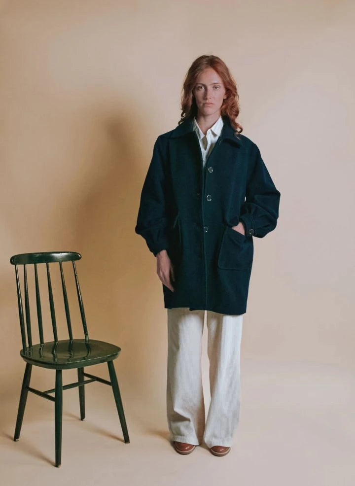 Emile et Ida - Elvin Washed Wool Coat | Navy