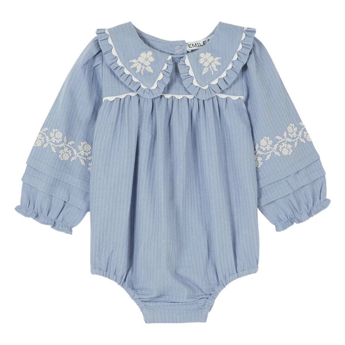 Emile et Ida - Embroidered Romper | Blue