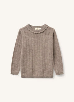Copenhagen Colors - Merino Wool Pointelle Sweater | Taupe Brown