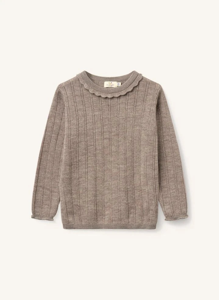Copenhagen Colors - Merino Wool Pointelle Sweater | Taupe Brown
