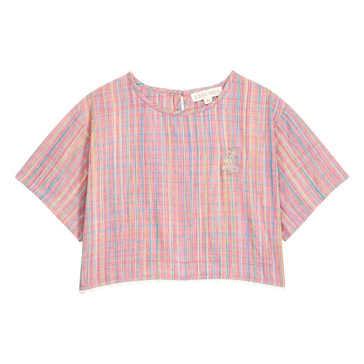 Louise Misha - Kalistée Checkered Blouse | Pink