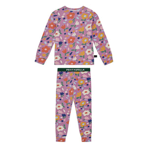 Petit Stella - Floral Pattern Pima Cotton and Modal Pajama | Plum