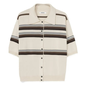 Cordera - Striped Cotton Polo Shirt | Beige