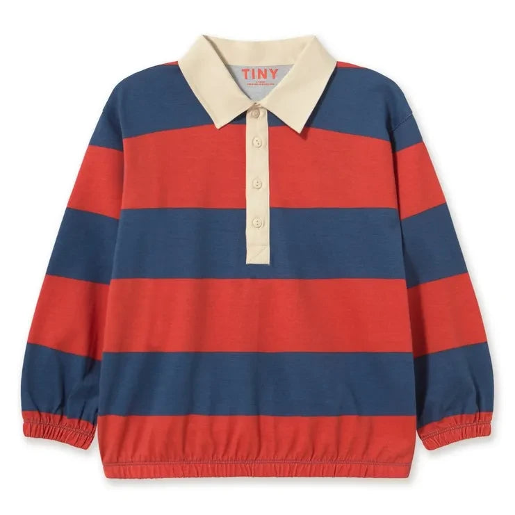 Tinycottons - Organic Cotton Striped Polo Shirt | Red