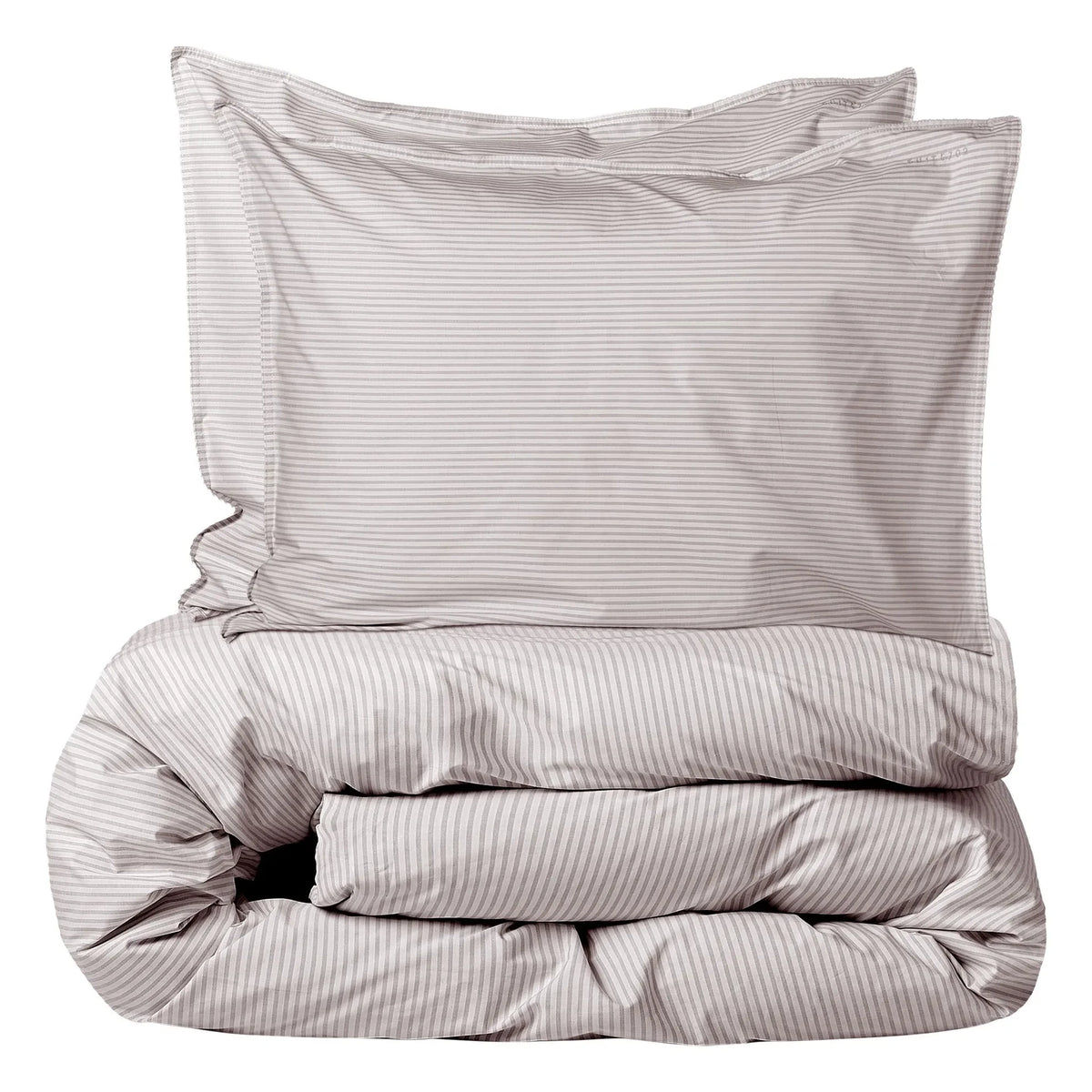 Suite 702 - Organic Percale Striped Duvet Cover | Brown-Ivory | Brown