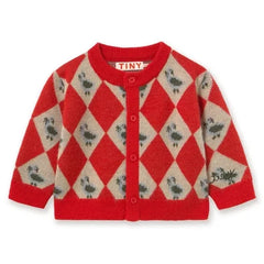 Tinycottons - Argyle Wool Cardigan | Red