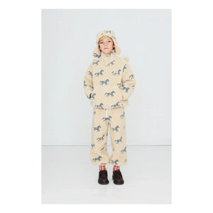 Tinycottons - Horse Patterned Sherpa Style Zippered Sweatshirt | Cream