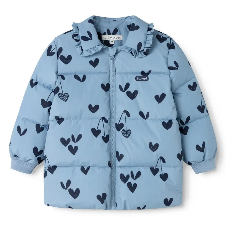 Liewood - Anemone Hearts Recycled Fiber Puffer Jacket | Blue