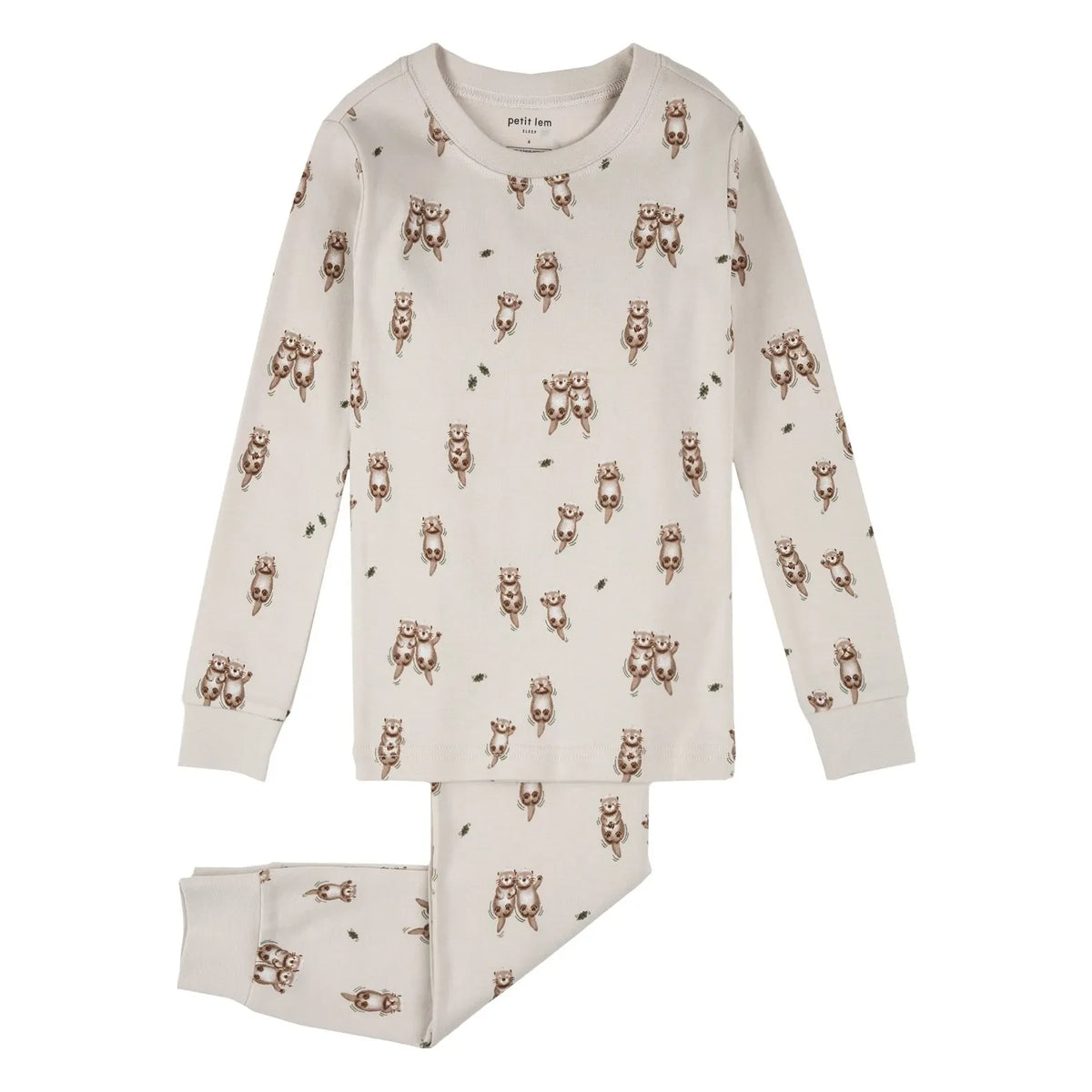 Petit Lem - Organic Cotton Otter Pajamas | Beige
