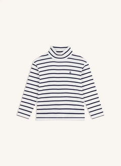 Petit Bateau - Organic cotton striped turtleneck | White