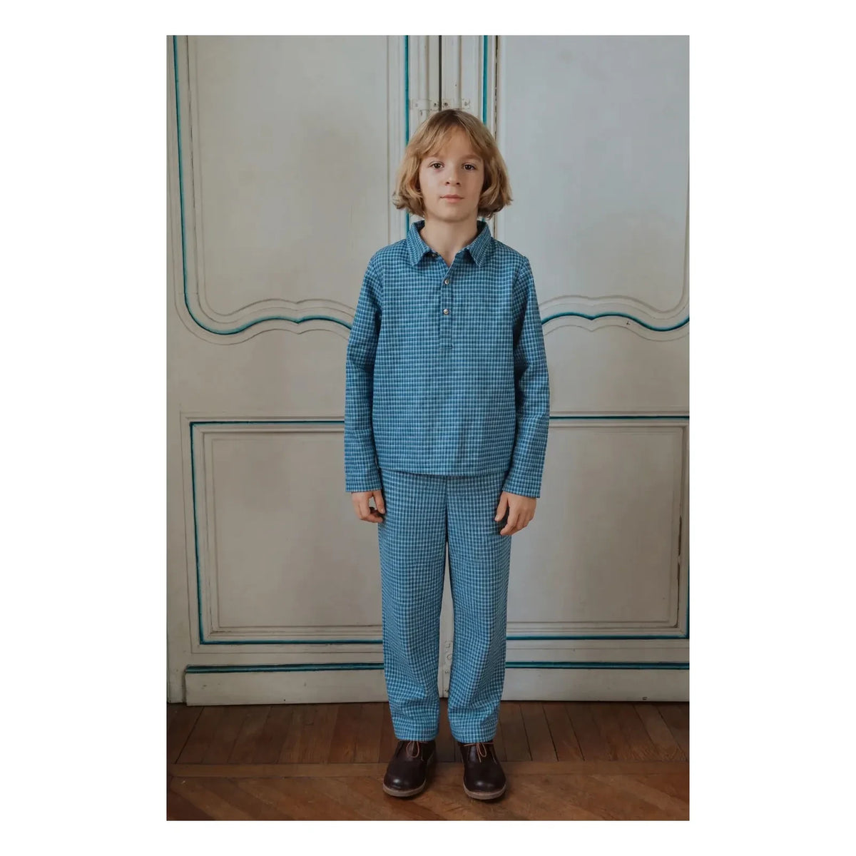 Risu Risu - Navigo Plaid Organic Cotton Pajamas | Mavi