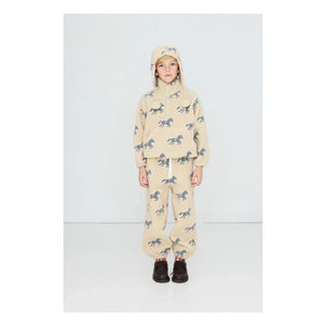 Tinycottons - Horse Patterned Sherpa Style Zippered Sweatshirt | Cream