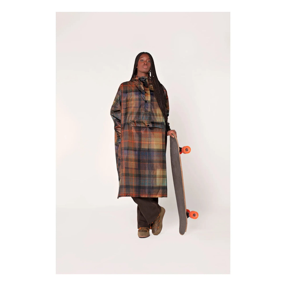 Rainkiss - Tartan Raincoat Cape - Women's Collection | Orange