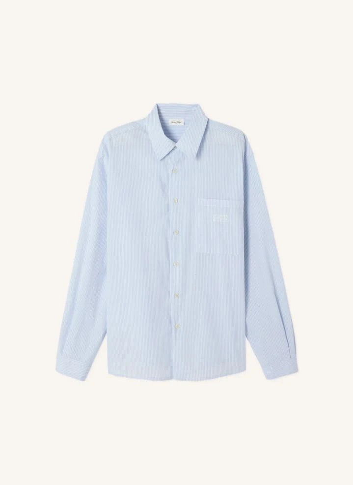 American Vintage - Elua Striped Cotton Shirt | Light Blue