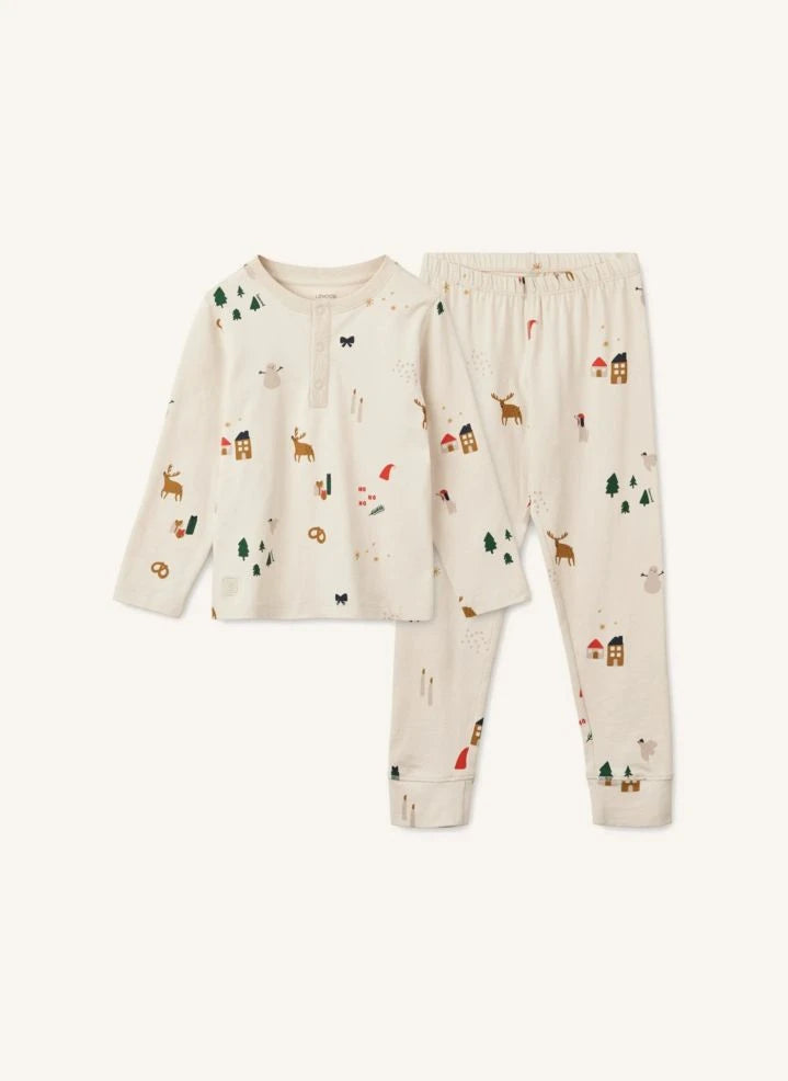 Liewood - Wilhelm Christmas Pajama Set Organic Cotton | Ecru