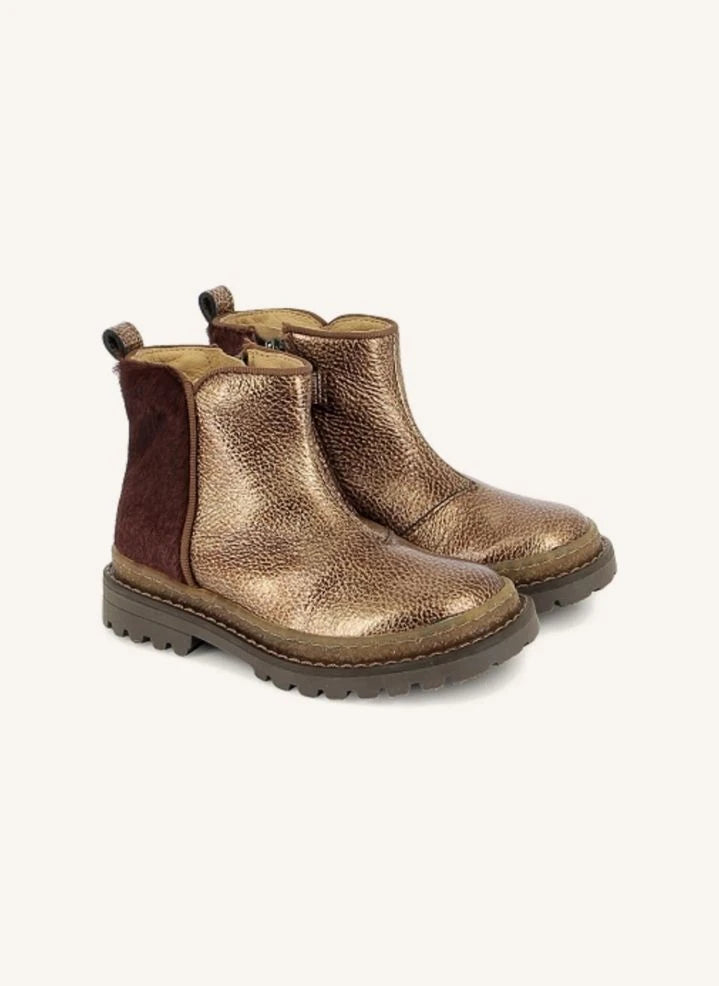 Pom d'Api - Bi-Material Metallic Wall Boots | Copper Red