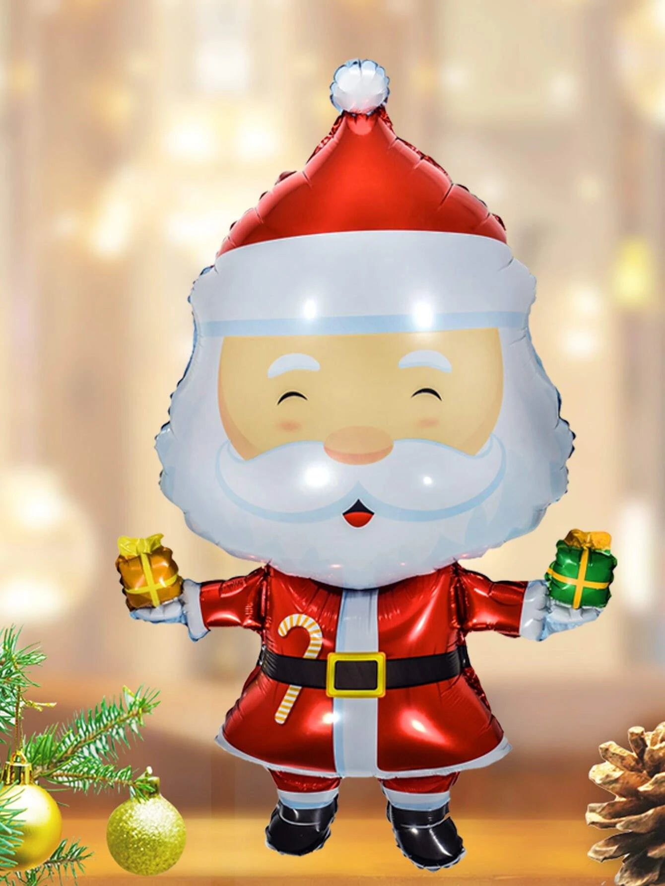 Yılbaşı - Noel Baba Büyük Boy 100 CM Yeni Yıl Dekoratif Balonu-Dinossi