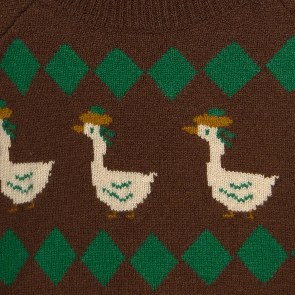 Tinycottons - "Geese" Wool Sweater | Brown