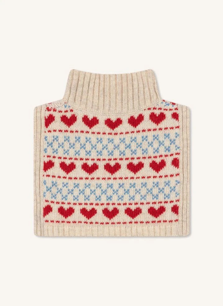 Konges Sløjd - Belou Hearts Wool Neck Warmer | Ecru