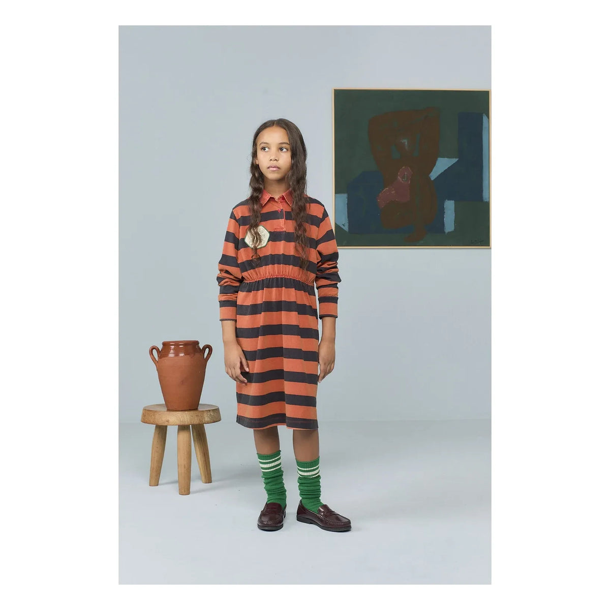 The Animals Observatory - Striped Dove Dress Organic Cotton | Red