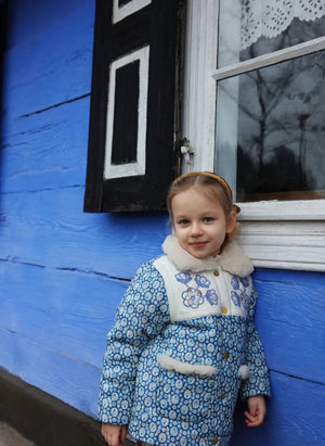 Louise Misha - Dalilou Organic Cotton Fur Reversible Coat | Blue
