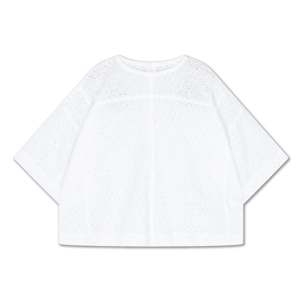 Repose AMS - Button-back blouse Embroidered Anglaise Organic cotton | White