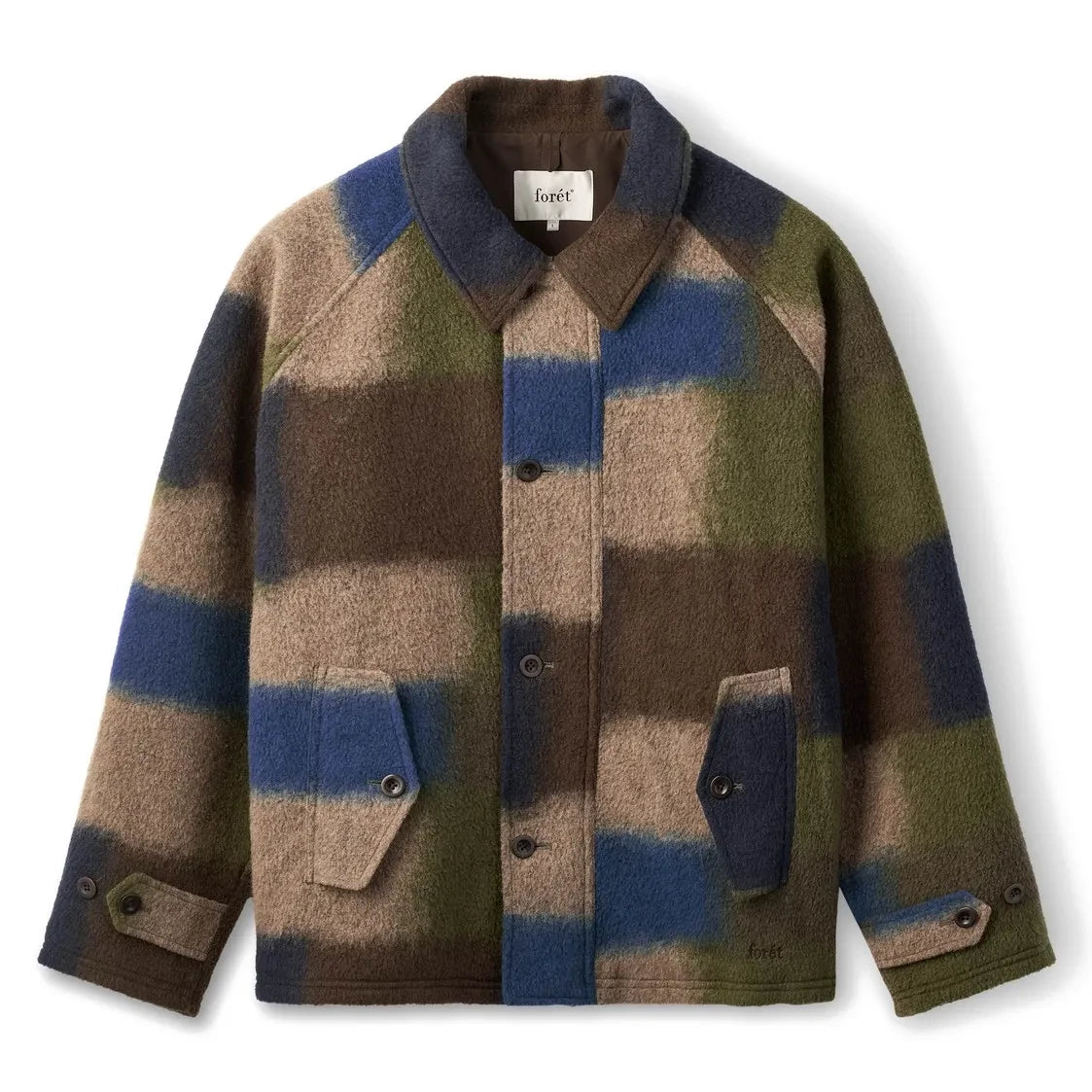 Forét - Patchwork Checked Jacket | Blue