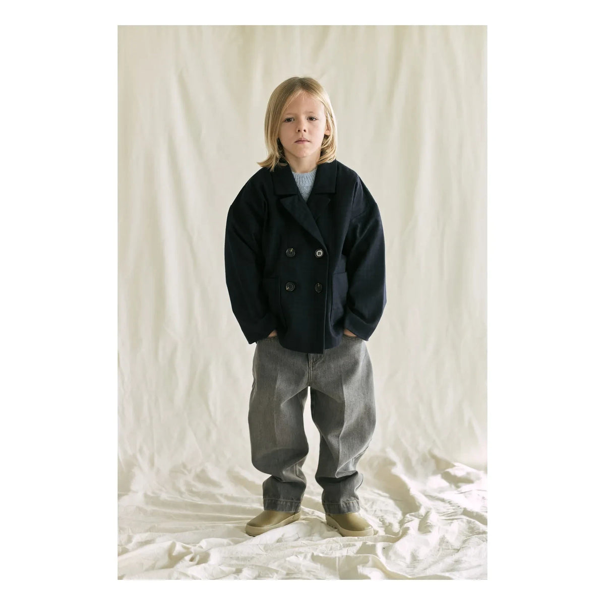 Tangerine - Buttoned Wool Coat | Midnight Blue