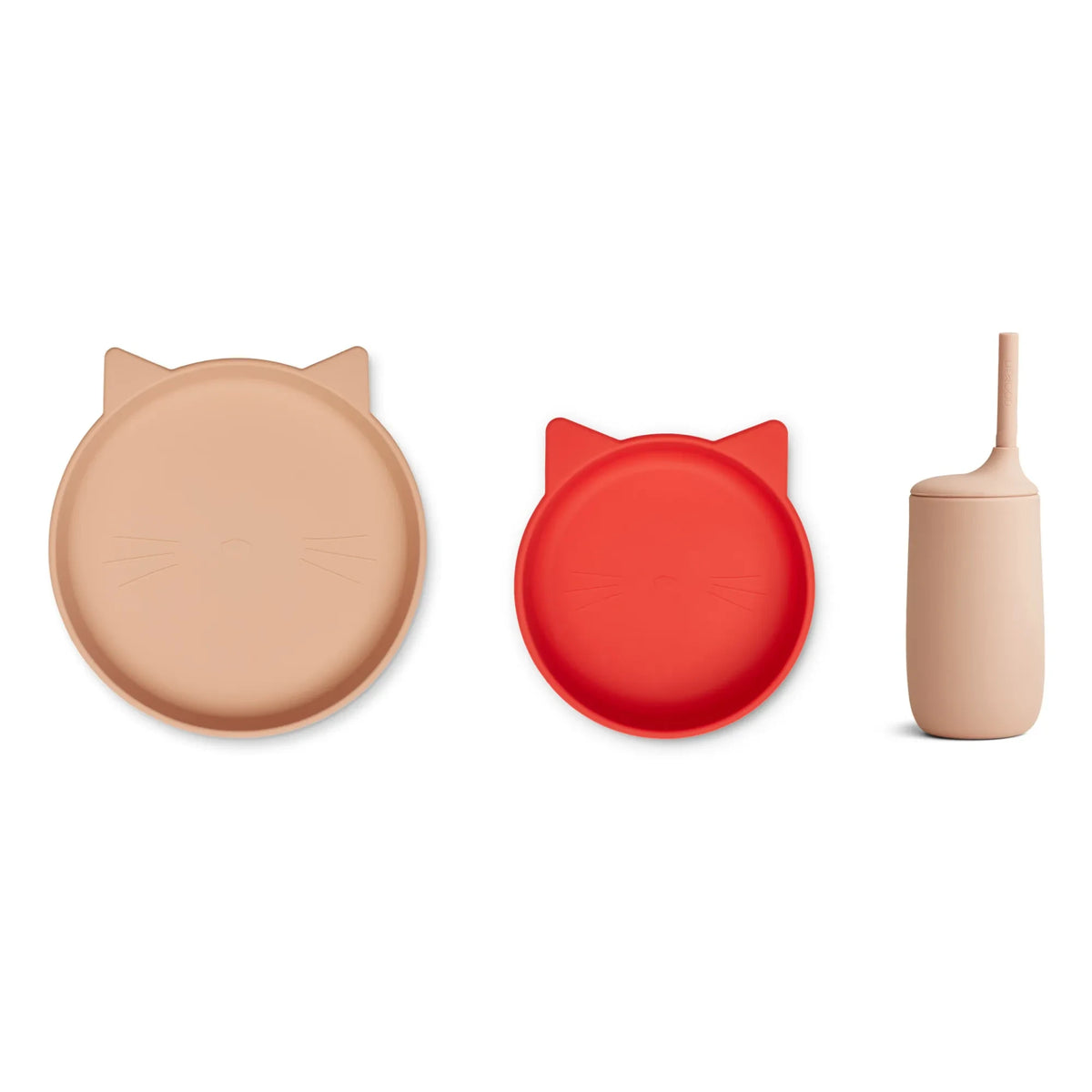 Liewood - Nathan Silicone Plate, Bowl and Sippy Cup Set | Red