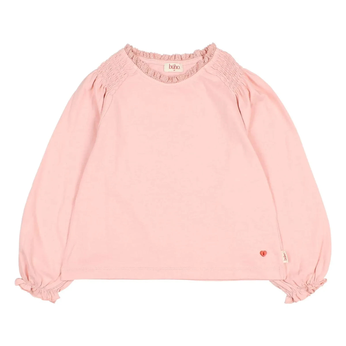 Búho - Girls' Organic Cotton Gathered T-Shirt | Soft Pink