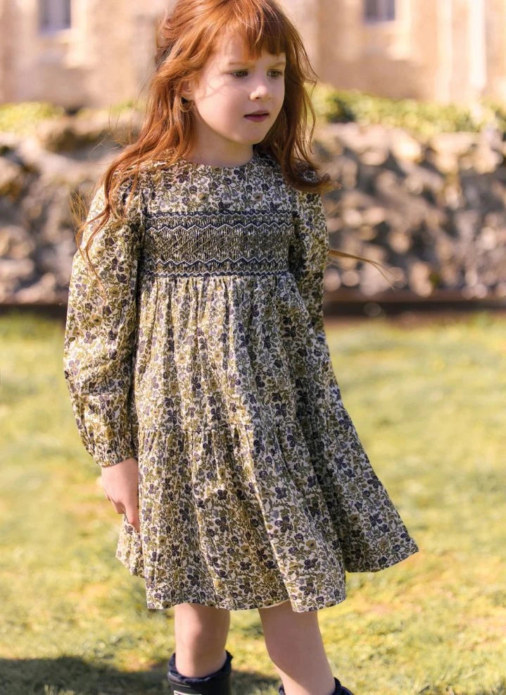 Tartine et Chocolat - Floral Gathered Dress | Green