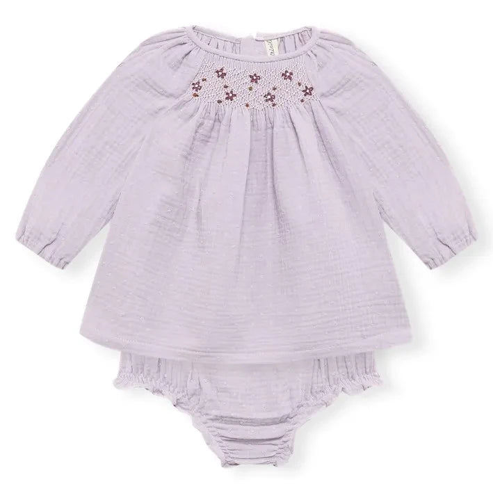 birinit - Organic cotton gathered blouse and bloomer set | Plum