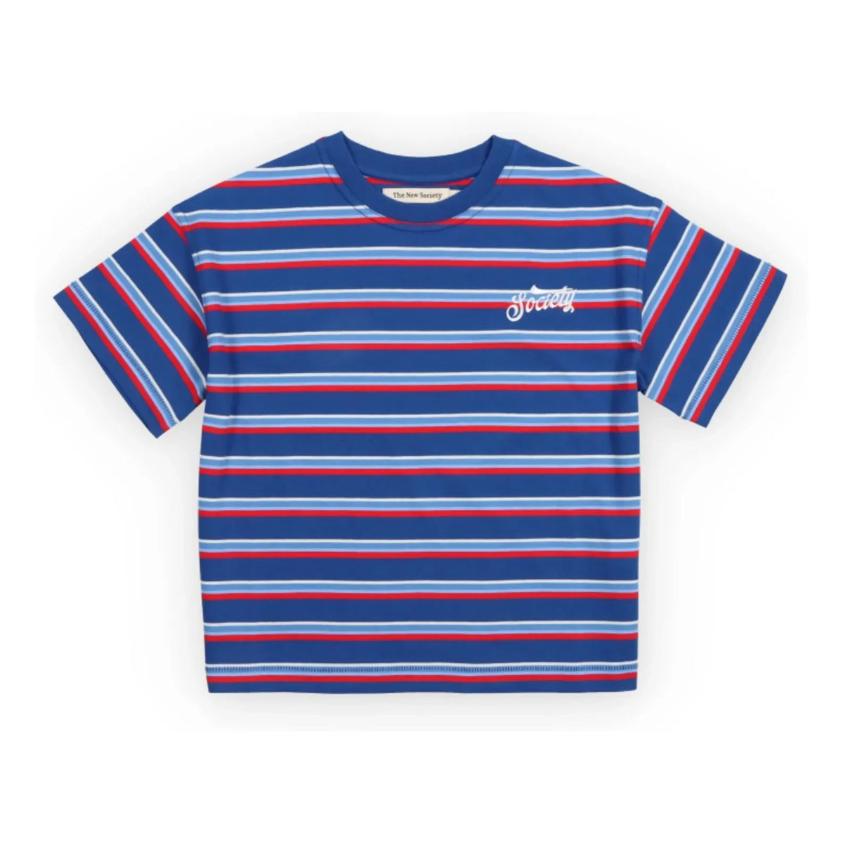 the new society - Striped Ciclan T-Shirt | Blue