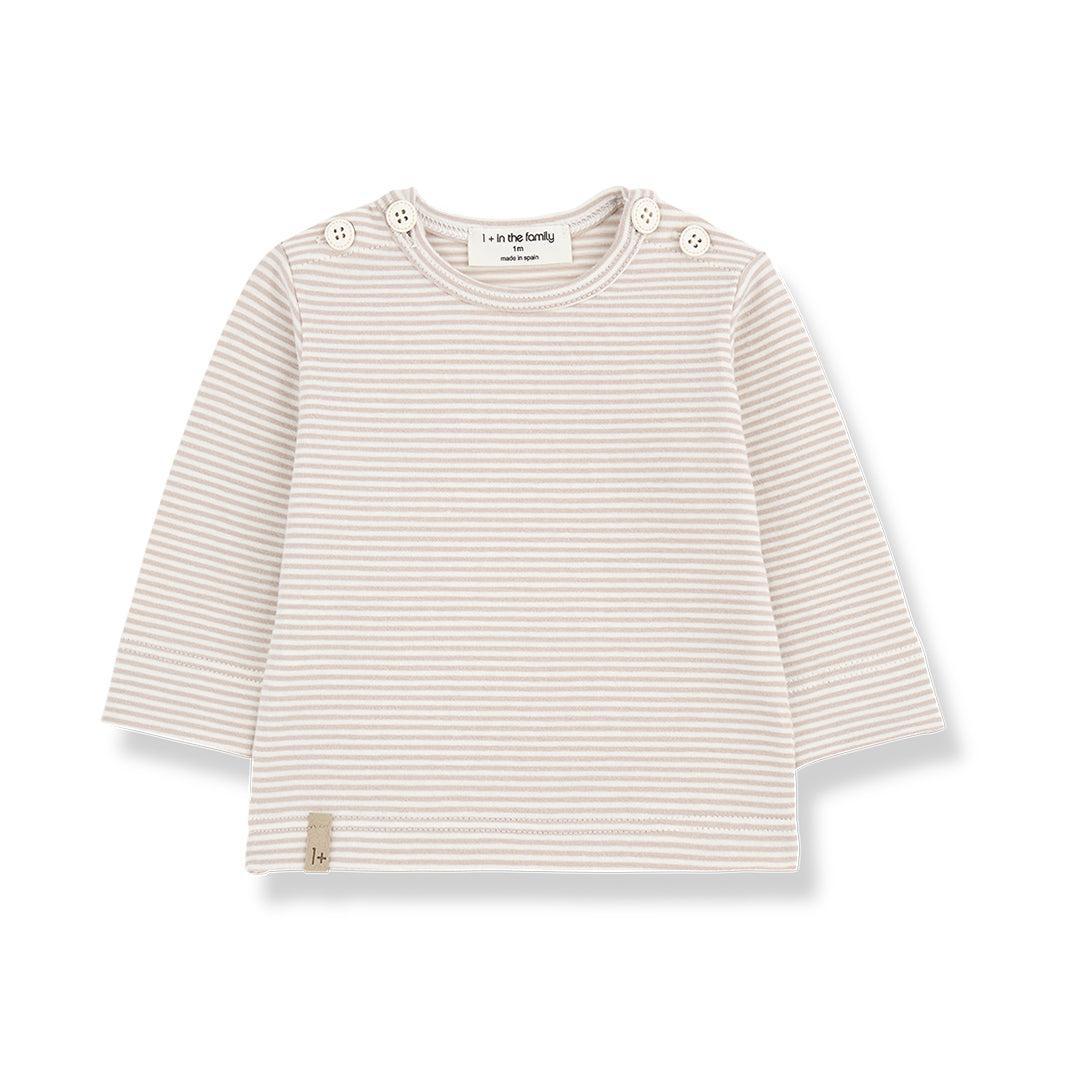 1+ In The Family OT Long Sleeve T-shirt - Beige-Tops-Beige-12m | Natural Baby Shower
