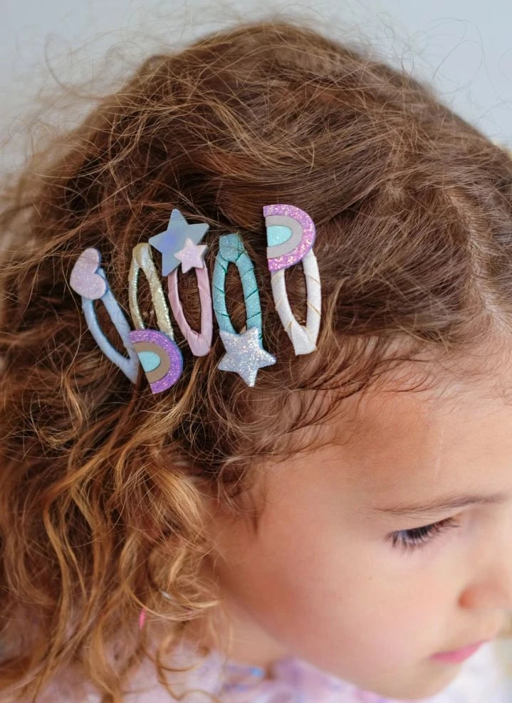 Mimi & Lula - Set of 5 Mini Rainbow Hair Clips | Light Pink