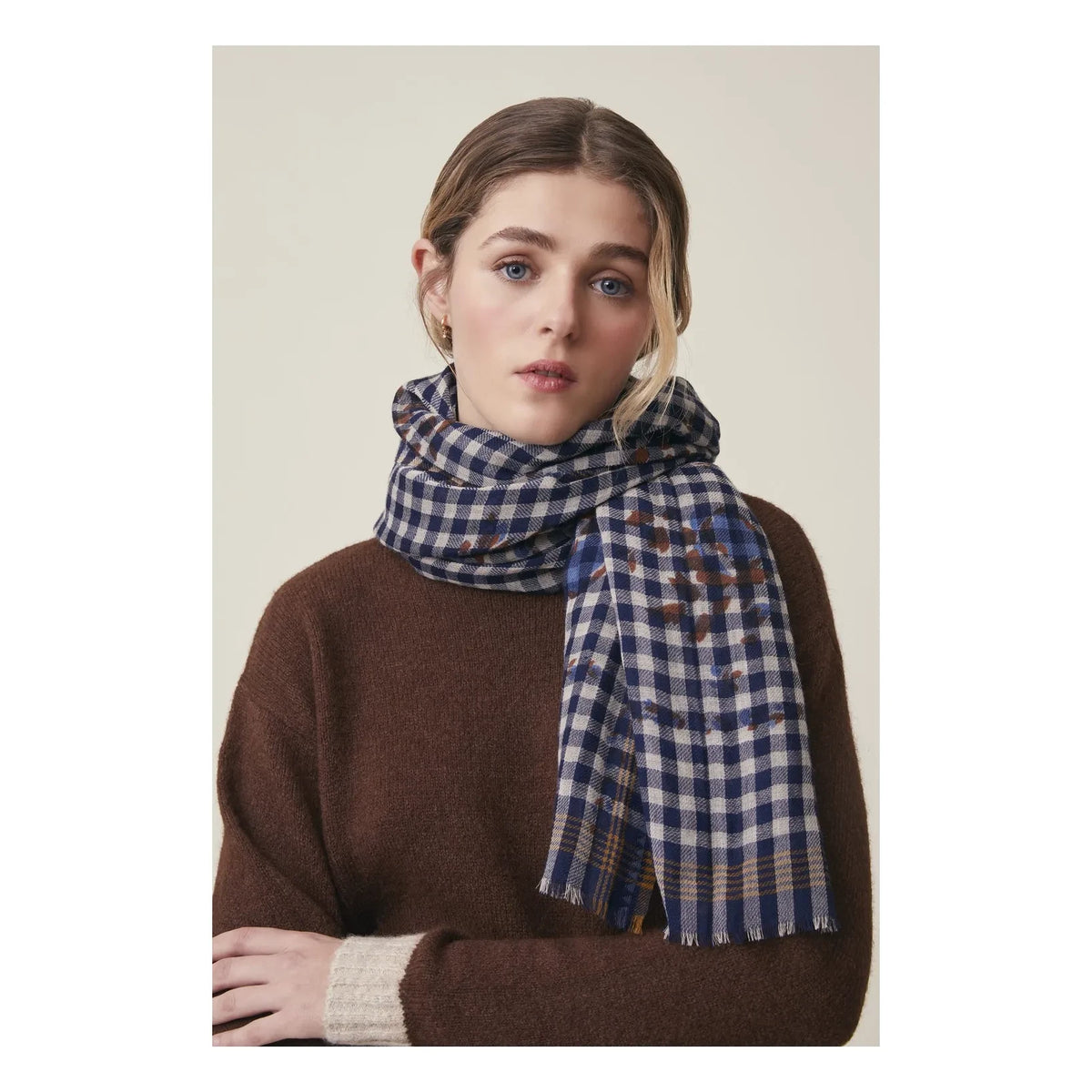Moismont - Vichy Scarf No. 693, Wool | Navy