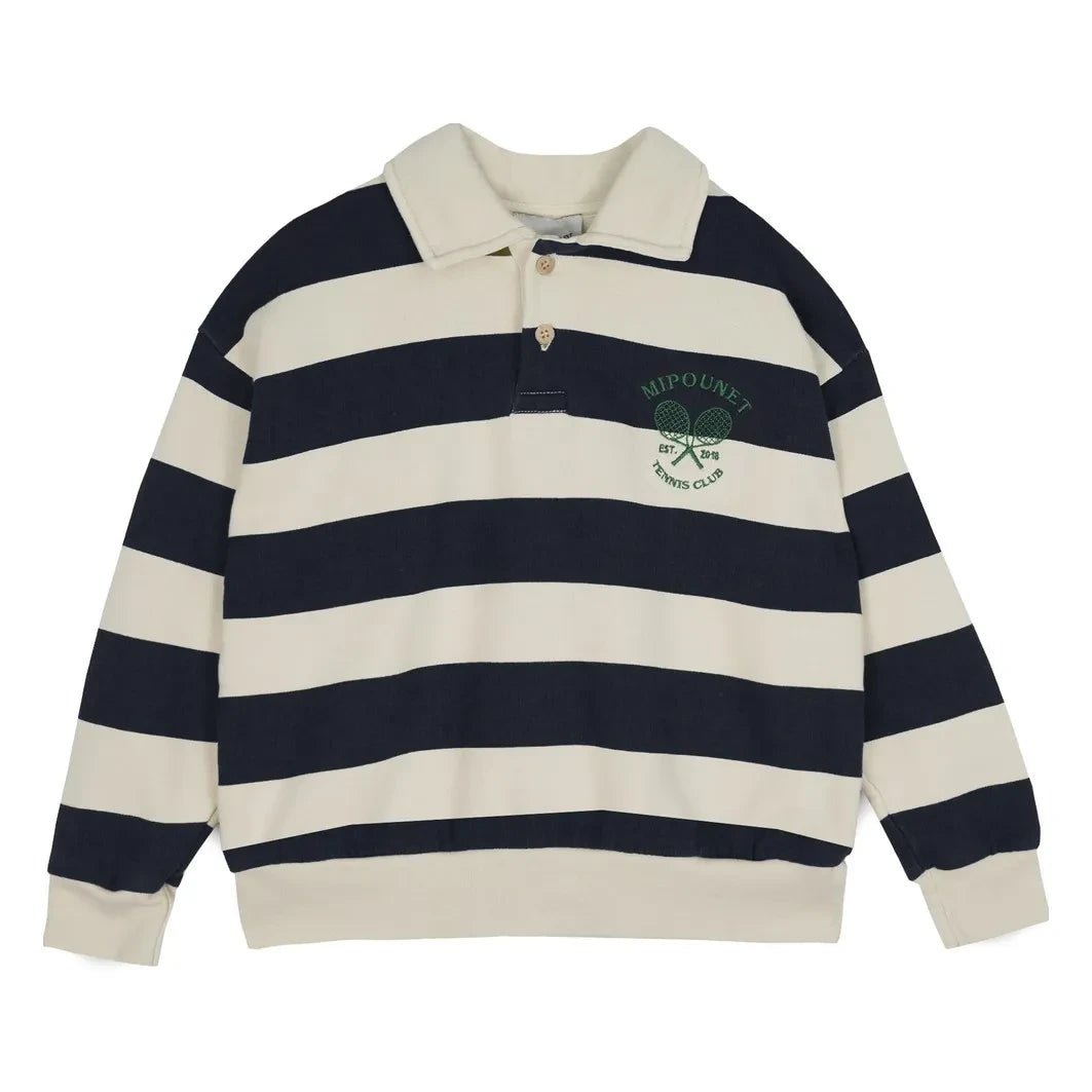 Mipounet - Piero Organic Cotton Polo Collar Sweater | Blue