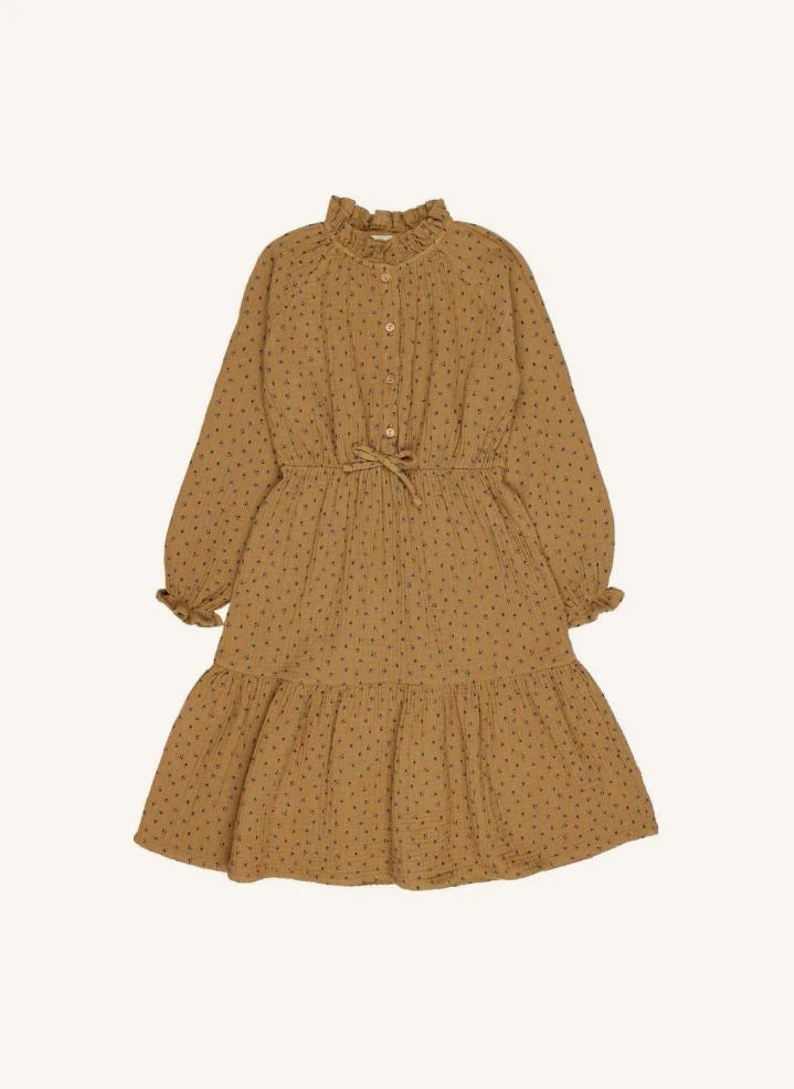 Búho - Organic cotton gauze tulle ruffled dress | Oker