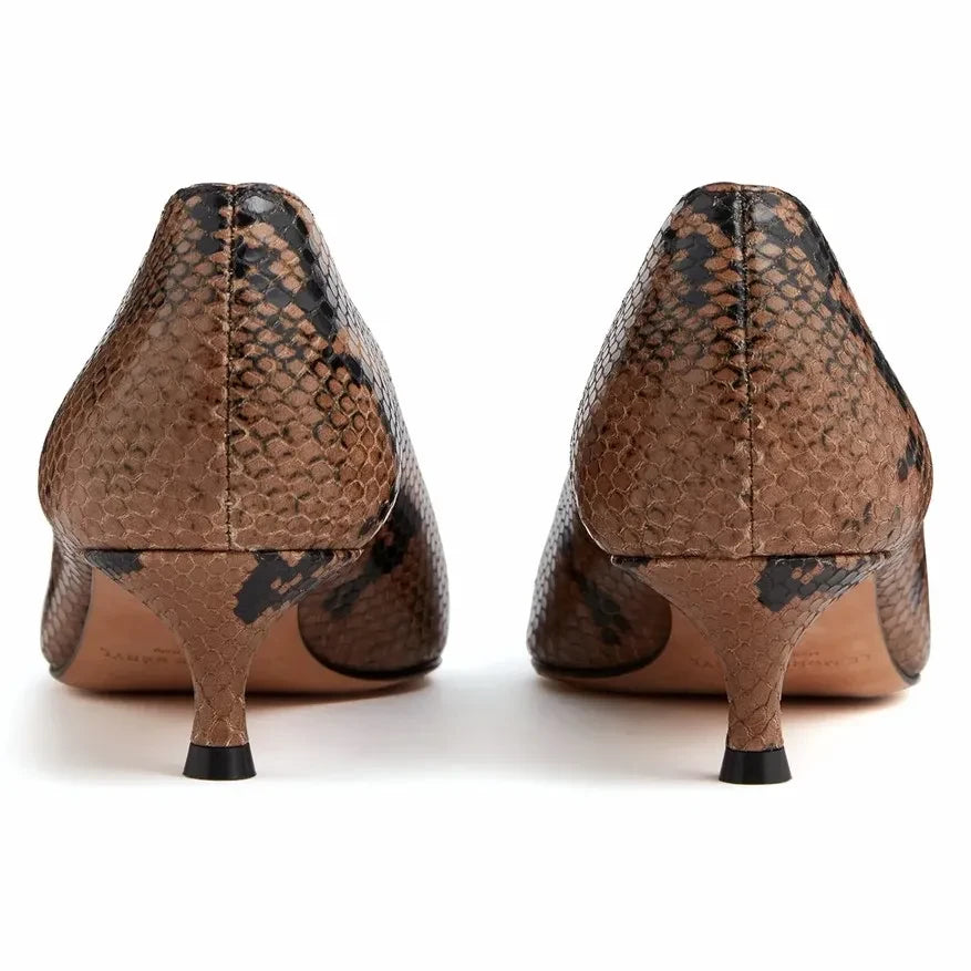 Le Monde Beryl - Leather python slippers | Dark brown