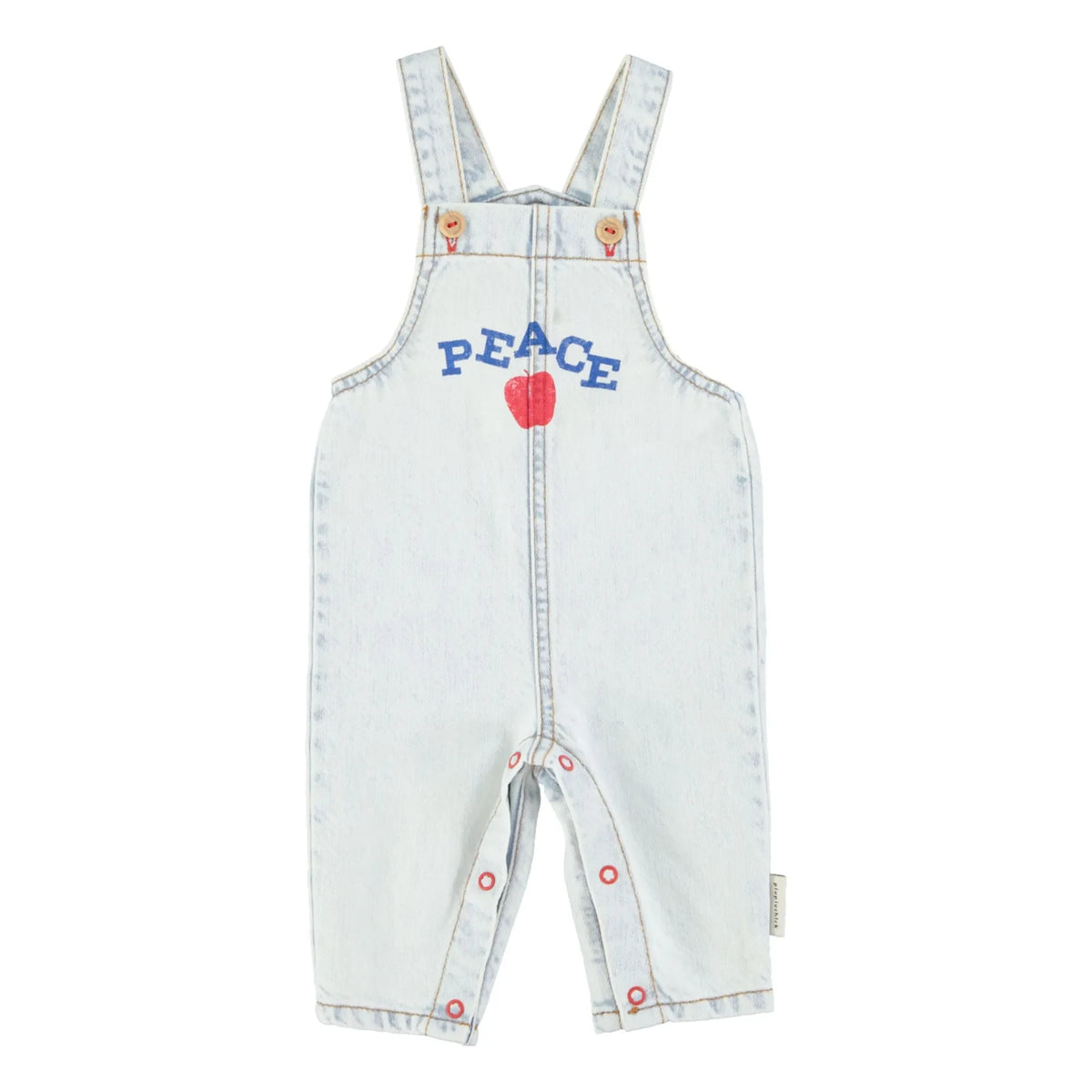 Piupiuchick - Peace Baby Denim Overalls | Washed Blue