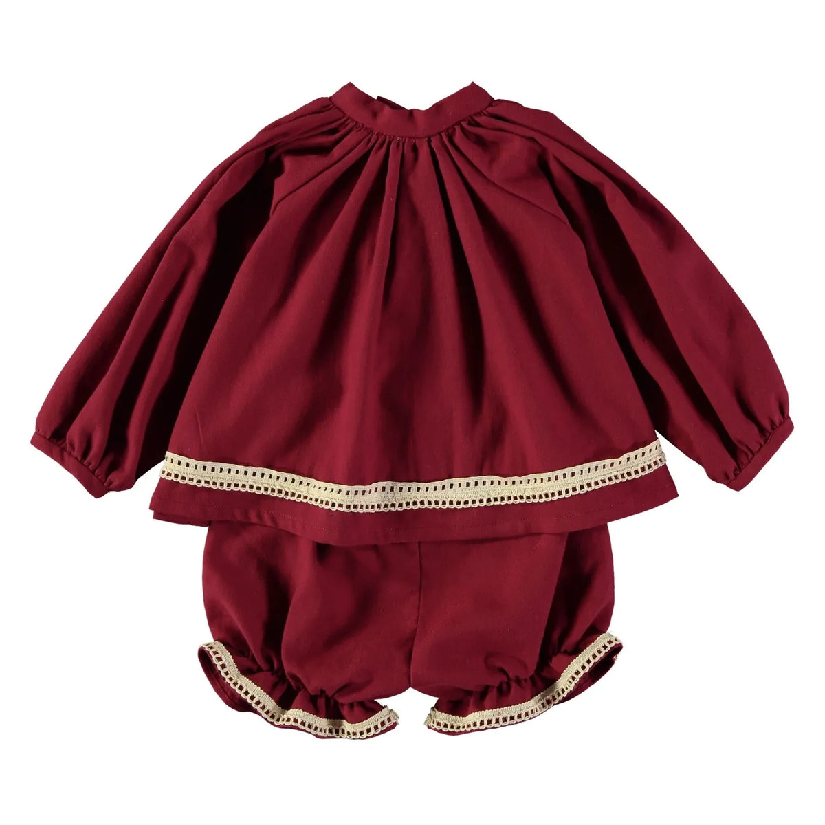 Risu Risu - Riva Organic Cotton Blouse and Romper Bottom Set | Burgundy