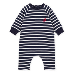 Petit Bateau - Organic cotton striped romper | Navy