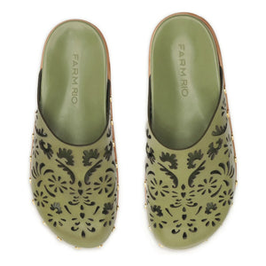 Farm Rio - Anatomically Open Embroidered Leather Mules