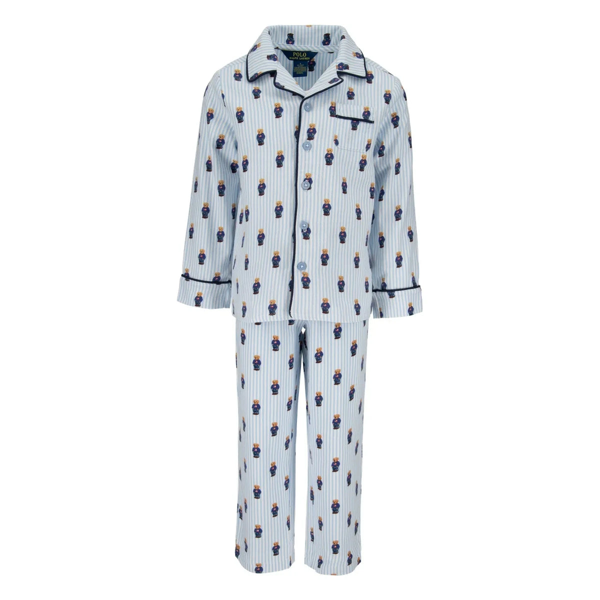 Ralph Lauren - Striped Monogram Shirt and Pants Pajama Set | Light Blue