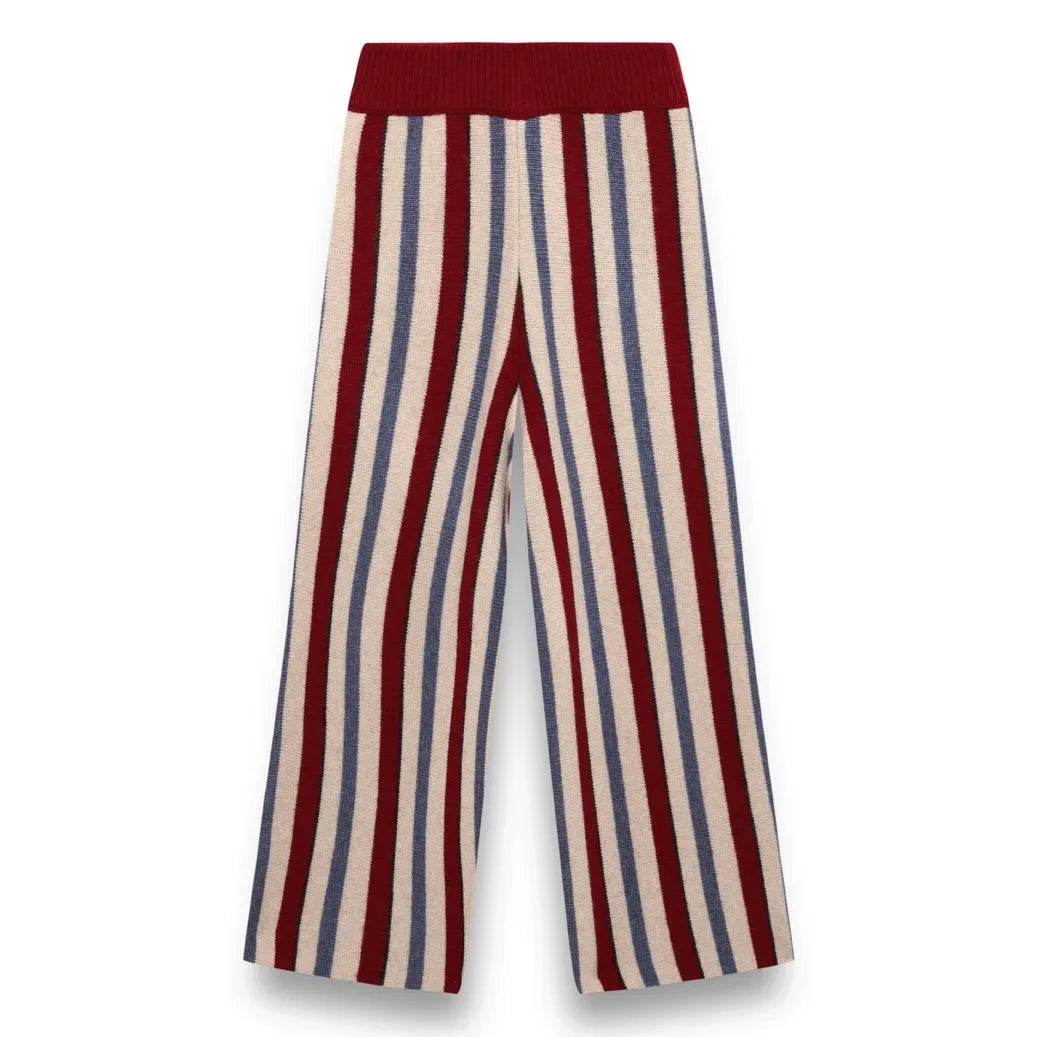 birinit - Argyle Stripe Merino Wool Pants | Burgundy