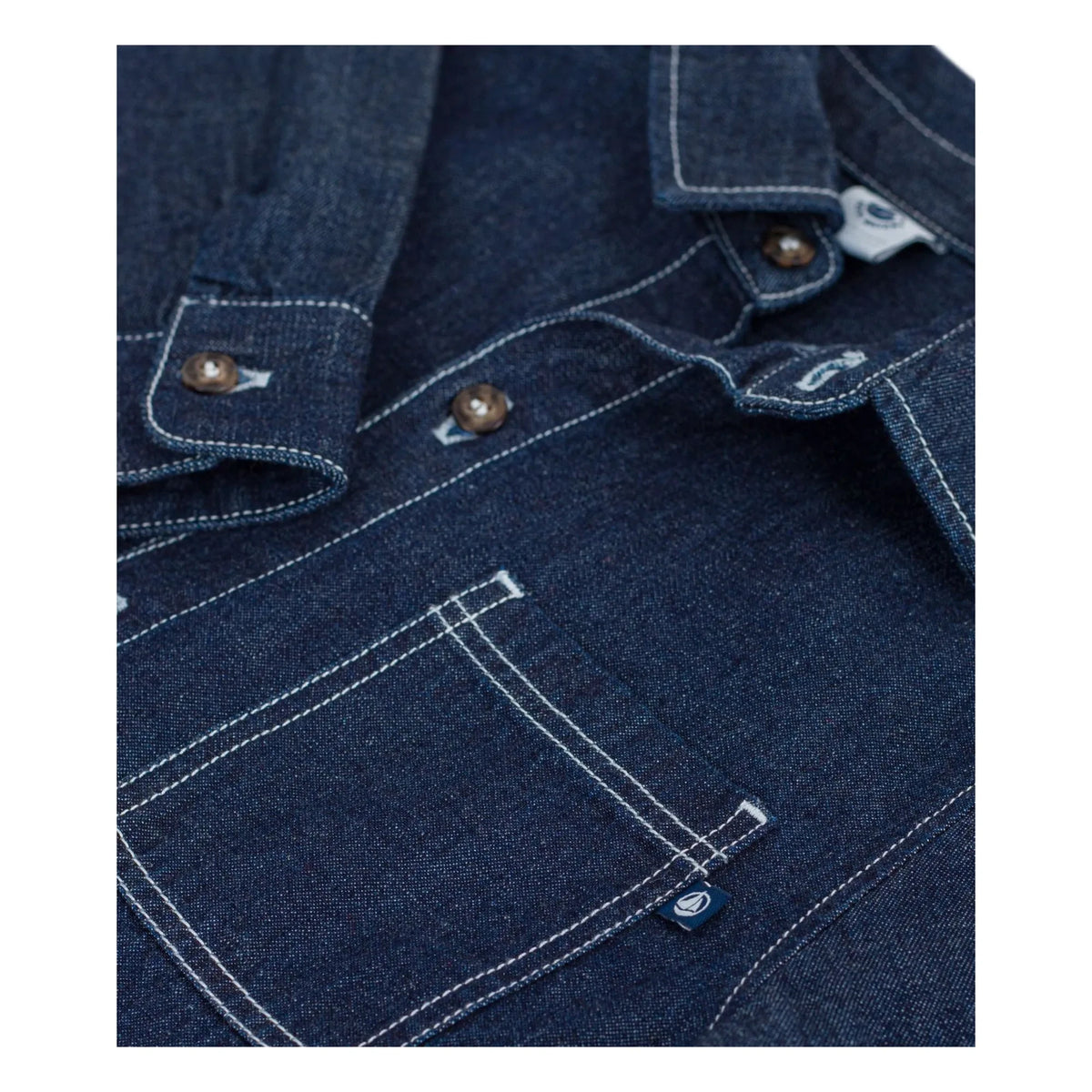 Petit Bateau - Organic Cotton Denim Slim Fit Shirt | Dark Blue
